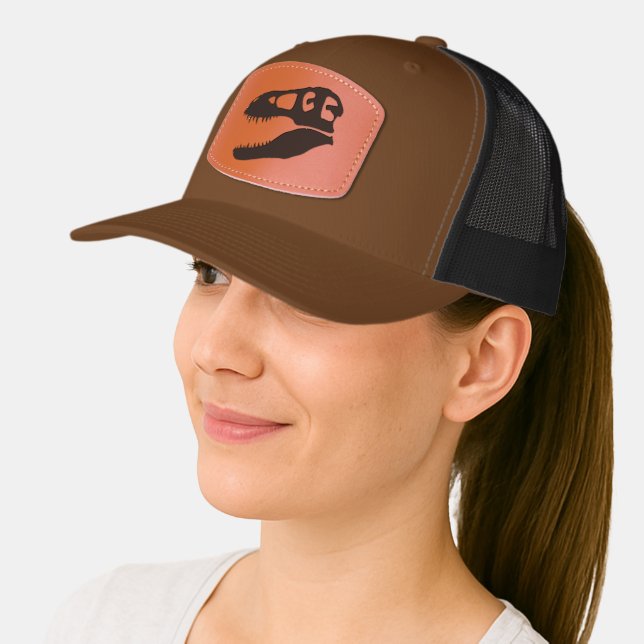 Tyrannosaurus rex Dinosaur Fossil Leather Patch Hat (Female)