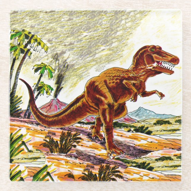 Tyrannosaurus Rex Dinosaur Glass Coaster (Front)