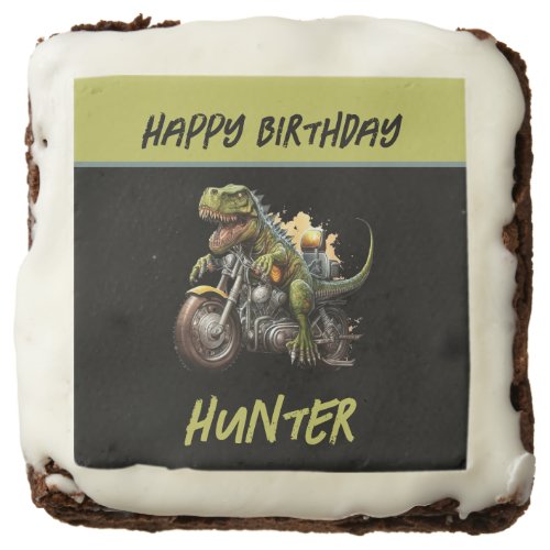 Tyrannosaurus Rex Dinosaur Motorcycle Birthday Brownie