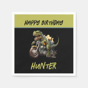 Tyrannosaurus Rex Dinosaur Motorcycle Birthday Napkins