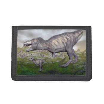 Tyrannosaurus Rex Dinosaur Mum And Baby- 3d Render Tri-fold Wallet by Elenarts_PaleoArts at Zazzle