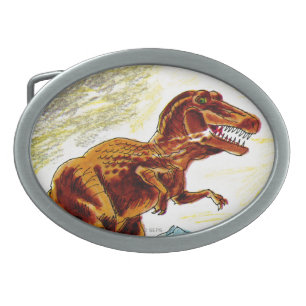 Tyrannosaurus Rex Dinosaur Oval Belt Buckle