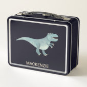 Tyrannosaurus Rex Dinosaur Personalized Metal Lunch Box (Back)