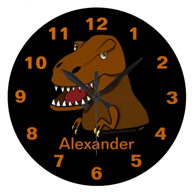 Tyrannosaurus Rex Dinosaur Personalized Name Clock