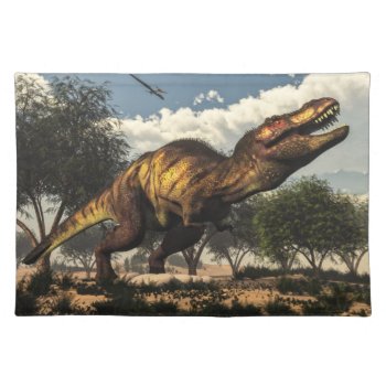 Tyrannosaurus Rex Dinosaur Protecting Its Eggs Placemat by Elenarts_PaleoArts at Zazzle