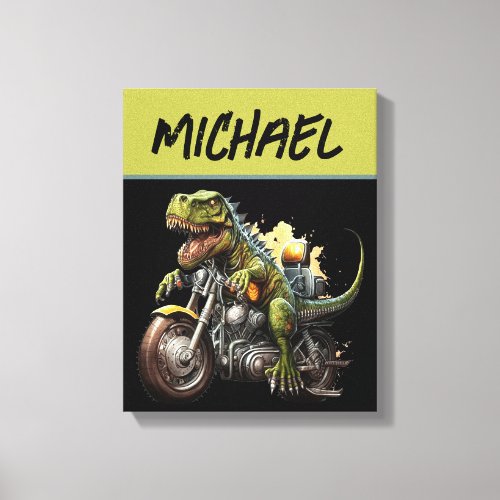 Tyrannosaurus Rex Dinosaur Riding a Motorcycle Canvas Print