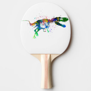 Tyrannosaurus rex dinosaur silhouette in watercolo ping pong paddle