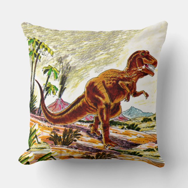 Tyrannosaurus Rex Dinosaur Throw Pillow (Front)