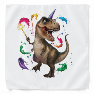Tyrannosaurus Rex dinosaur with a unicorn horn Bandana