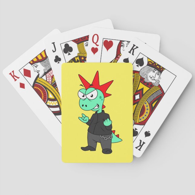 Tyrannosaurus Rex Dressed As A Punk. Poker Cards (Back)