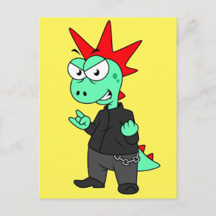Tyrannosaurus Rex Dressed As A Punk. Postcard