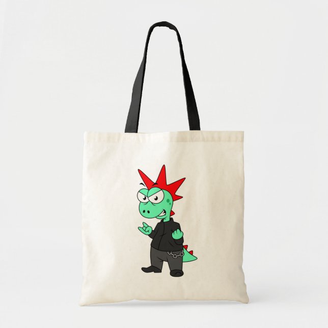 Tyrannosaurus Rex Dressed As A Punk. Tote Bag (Front)