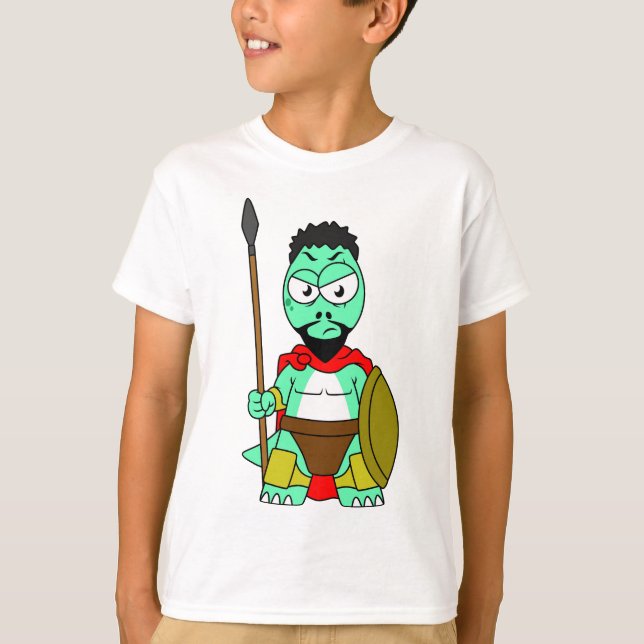 Tyrannosaurus Rex Dressed As Leonidas. T-Shirt (Front)