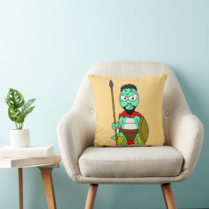 Tyrannosaurus Rex Dressed As Leonidas. Throw Pillow