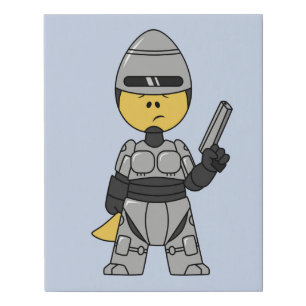 Tyrannosaurus Rex Dressed As Robocop. Faux Canvas Print