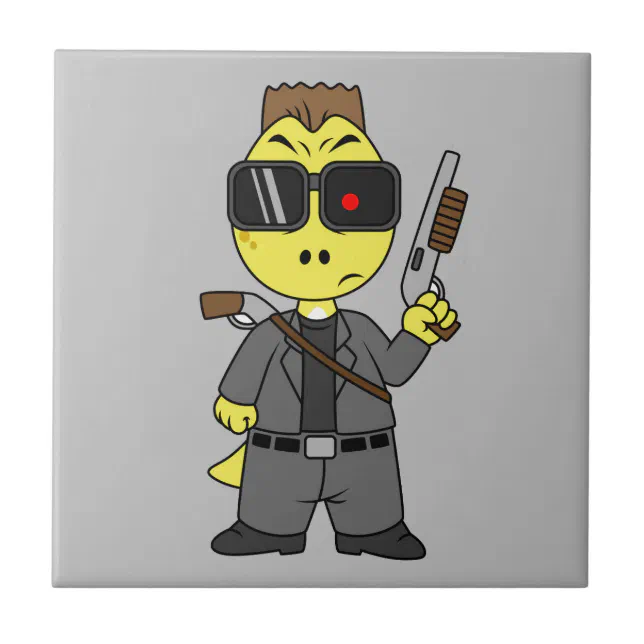 Tile Terminator Tyrannosaurus Rex Dressed As The Terminator. Ceramic Tile | Zazzle