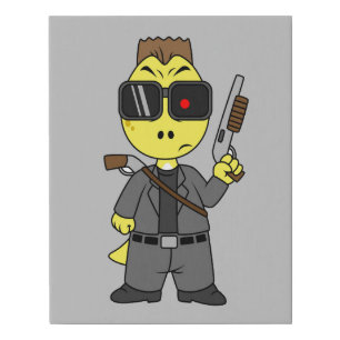 Tyrannosaurus Rex Dressed As The Terminator. Faux Canvas Print
