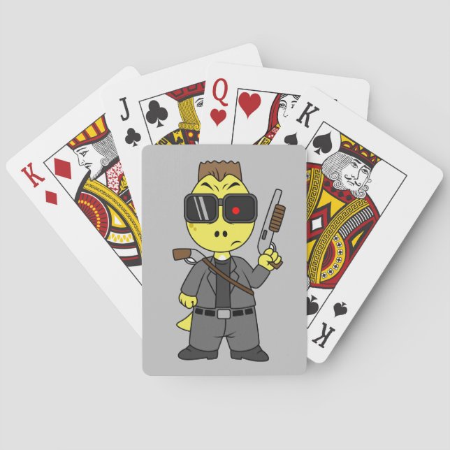 Tyrannosaurus Rex Dressed As The Terminator. Poker Cards (Back)