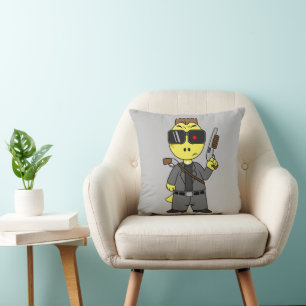 Tyrannosaurus Rex Dressed As The Terminator. Throw Pillow