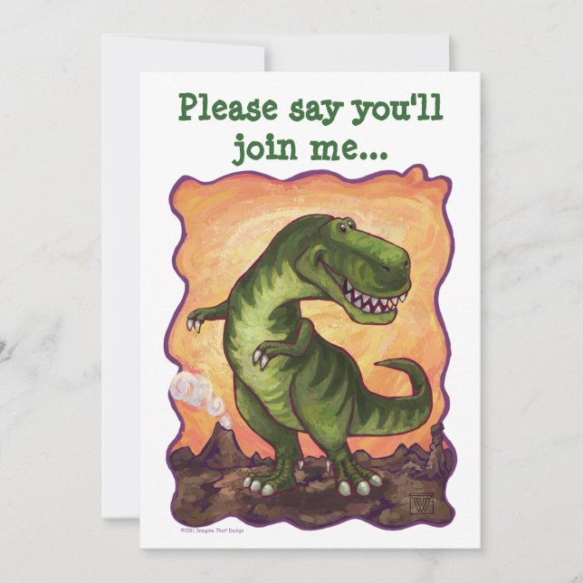 Tyrannosaurus Rex Party Center Invitation (Front)