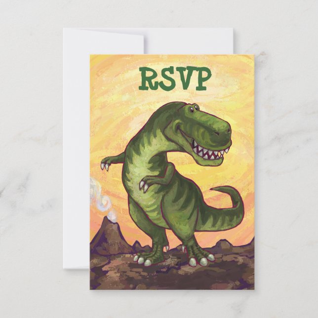 Tyrannosaurus Rex Party Center RSVP Card (Front)