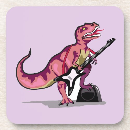 Tyrannosaurus Rex Playing The Guitar Beverage Coaster