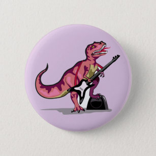 Tyrannosaurus Rex Playing The Guitar. Button