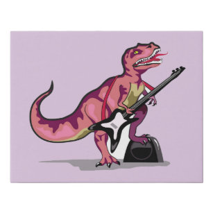 Tyrannosaurus Rex Playing The Guitar. Faux Canvas Print