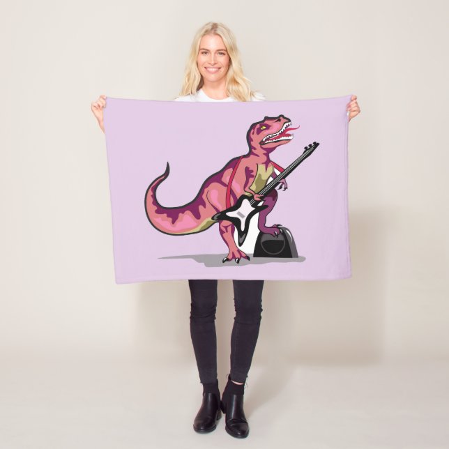 Tyrannosaurus Rex Playing The Guitar. Fleece Blanket (In Situ)