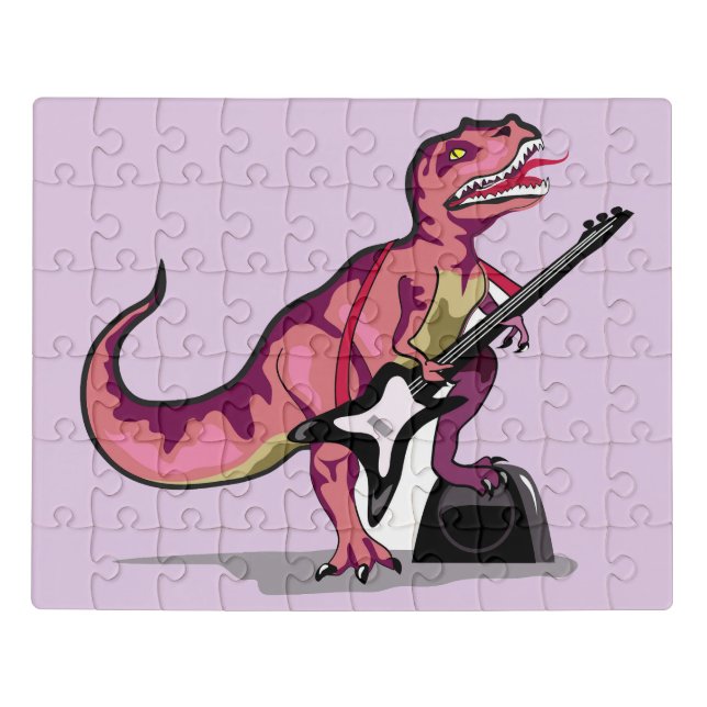 Tyrannosaurus Rex Playing The Guitar. Jigsaw Puzzle (Puzzle Horizontal)