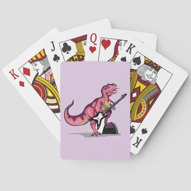 Tyrannosaurus Rex Playing The Guitar. Poker Cards (Back)