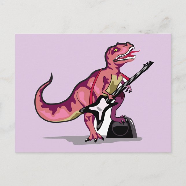 Tyrannosaurus Rex Playing The Guitar. Postcard (Front)