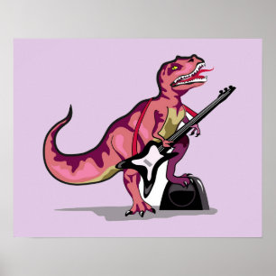 Tyrannosaurus Rex Playing The Guitar. Poster