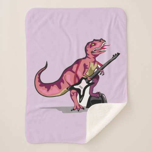 Tyrannosaurus Rex Playing The Guitar Sherpa Blanket