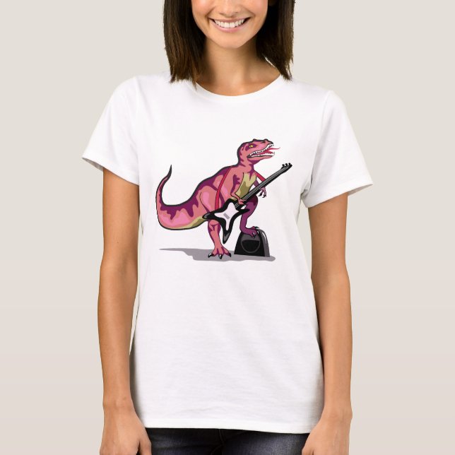 Tyrannosaurus Rex Playing The Guitar. T-Shirt (Front)