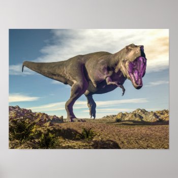 Tyrannosaurus Rex Raoring Poster by Elenarts_PaleoArts at Zazzle