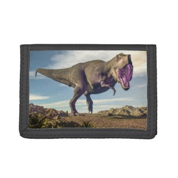 Tyrannosaurus Rex Raoring Trifold Wallet by Elenarts_PaleoArts at Zazzle
