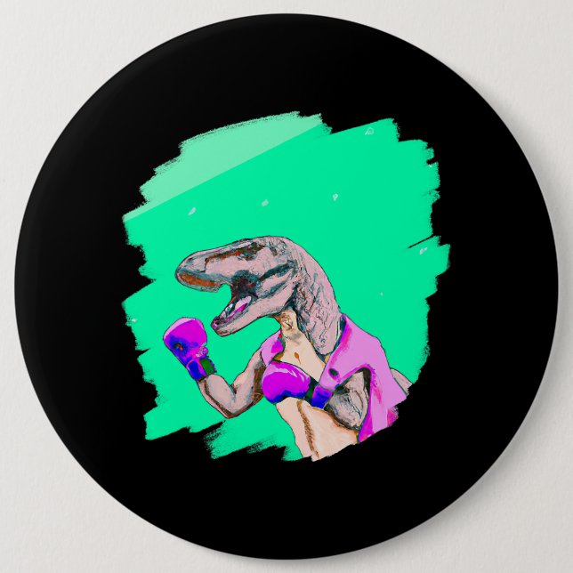Tyrannosaurus Rex T Rex Boxing Cool Funny Dinosaur Button (Front)
