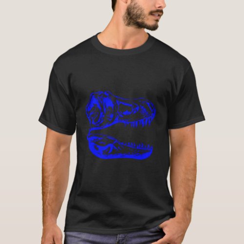 Tyrannosaurus Rex T Rex Skeleton Head Blue T_Shirt