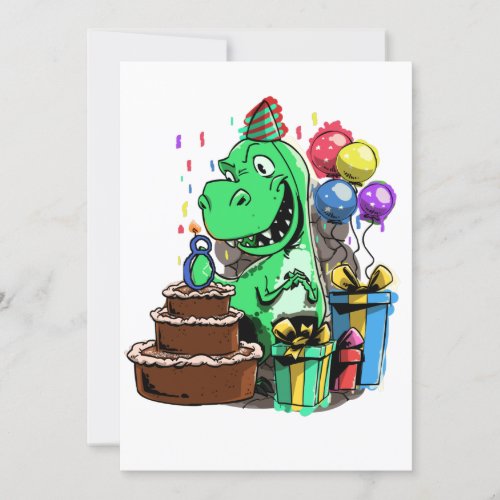 Tyrannosaurus Rex Turns 8 Dinosaur Birthday Party Invitation
