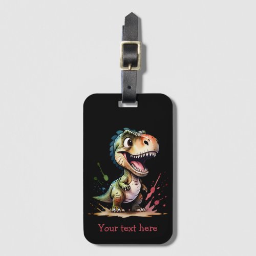 Tyrannosaurus Rex Watercolor Splash Personalized Luggage Tag