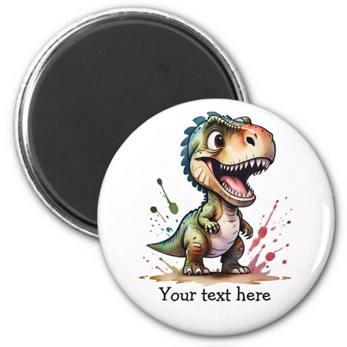 Tyrannosaurus Rex Watercolor Splash Personalized Magnet