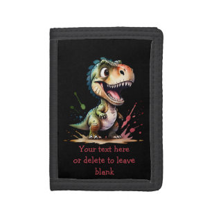Tyrannosaurus Rex Watercolor Splash Personalized Trifold Wallet