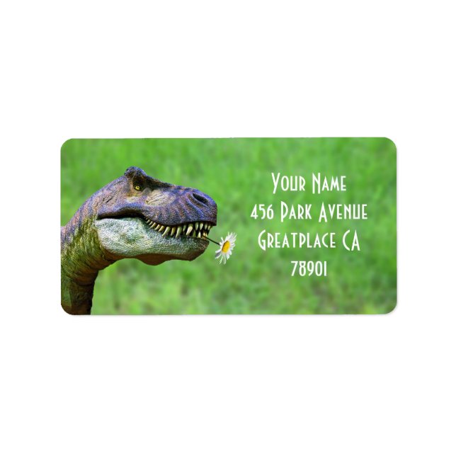 Tyrannosaurus Rex with Flower Address Label (Front)