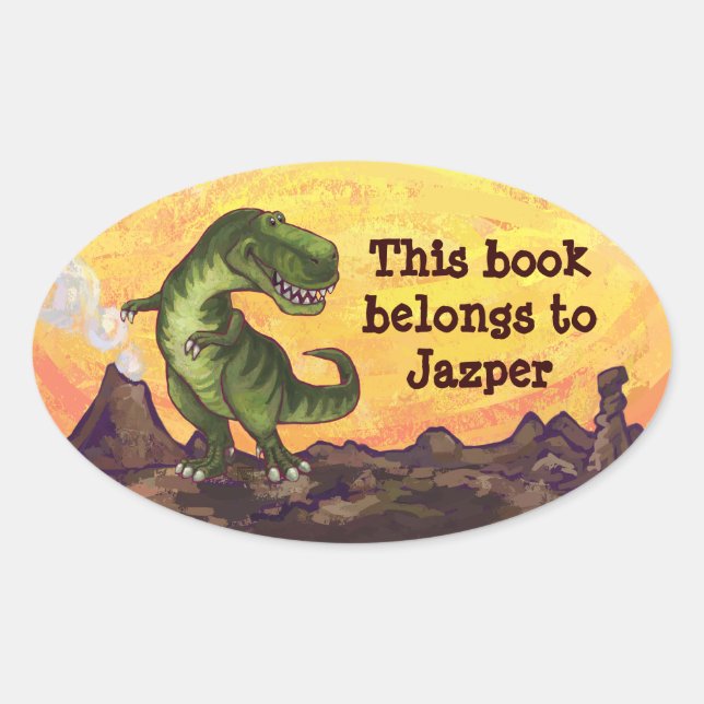 Tyrannosaurus Rex Writing Stuff Oval Sticker (Front)