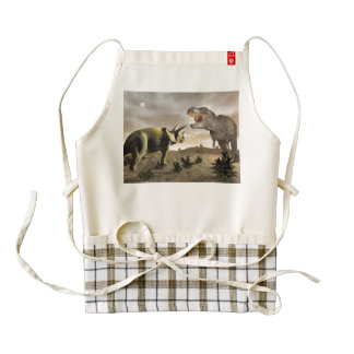Tyrannosaurus roaring at triceratops - 3D render Zazzle HEART Apron