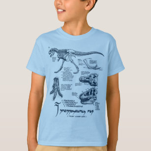 Tyrannosaurus Skeleton Shirt- Light Blue T-Shirt