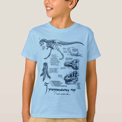 Tyrannosaurus Skeleton Shirt_ Light Blue T_Shirt