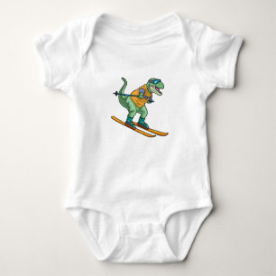 Tyrannosaurus Skier Ski goggles Ski Baby Bodysuit