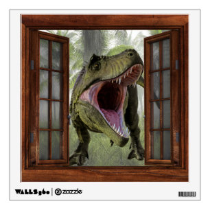 Tyrannosaurus T-Rex Dinosaur Faux Window Wall Decal